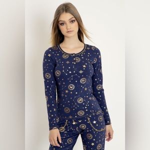 BlackMilk Clothing MAGIC MASCOTS NAVY LONG SLEEVE COMFY TOP - LIMITED